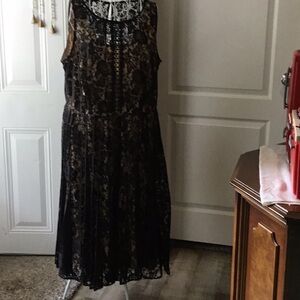 Lane Bryant Black and Tan Sleeveless Sundress